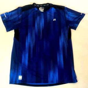 Russel Size Large Blue Stripe Quick Dry Shirt.
